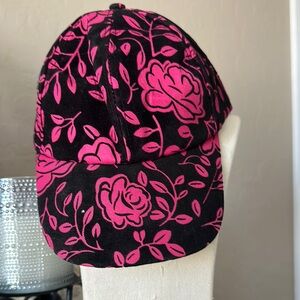 Black and Pink Floral Baseball Hat